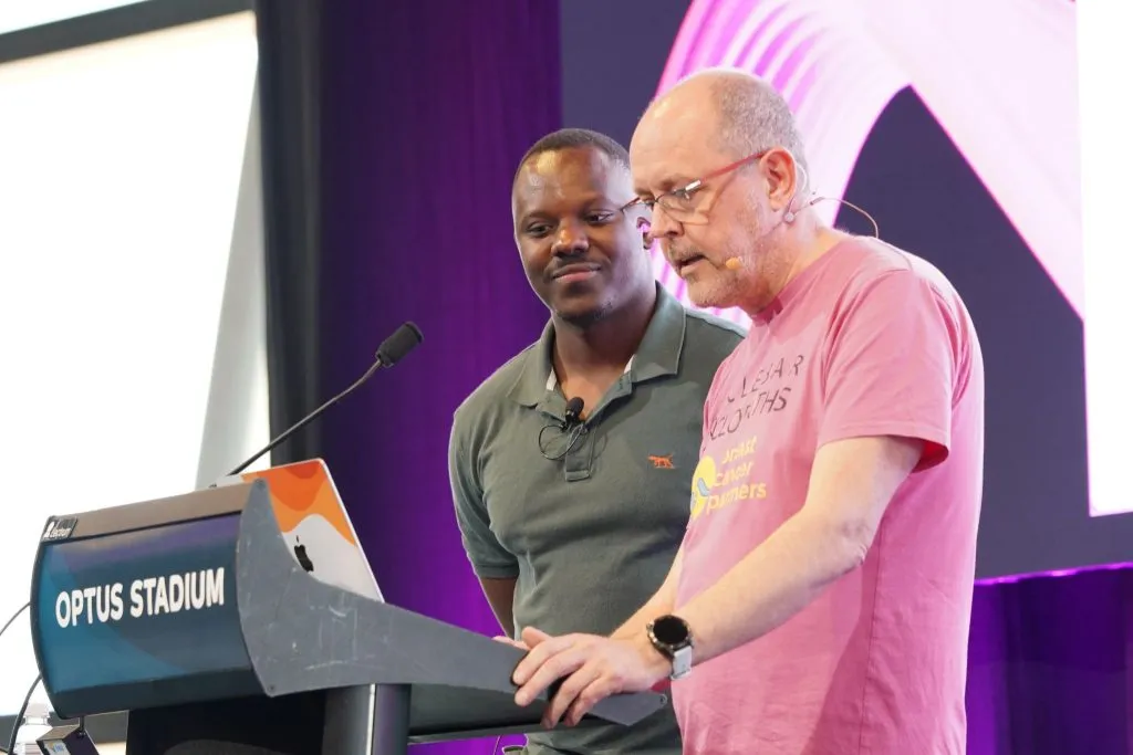 Victor Olet and Martin Abbott presenting together at DDD Perth.