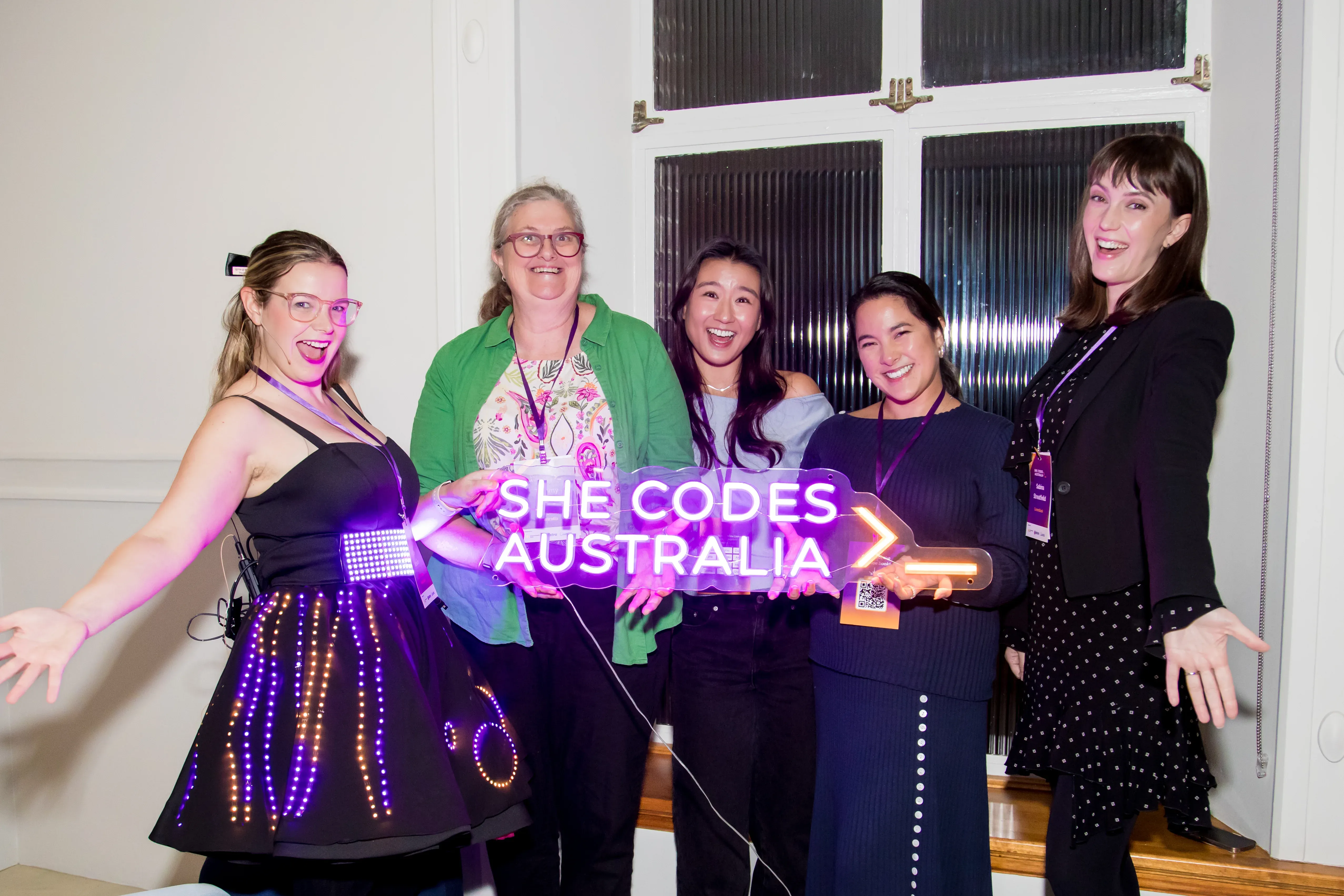 Speakers at a She Codes Australia Sydney showcase event